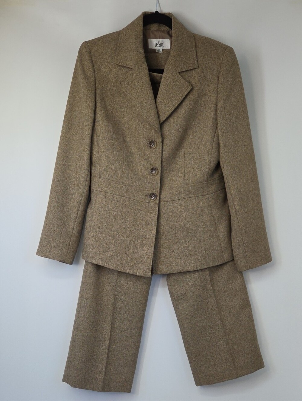 Le Suit Women's Tan Two-Piece Blazer & Pant Suit Sz:10 Corp Office Professional